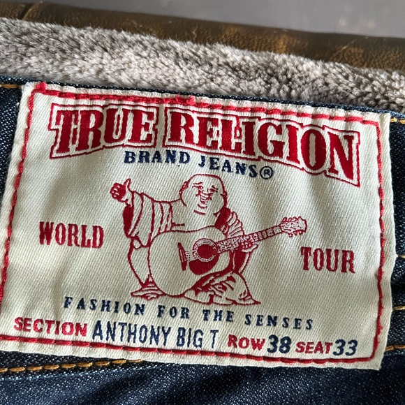 Men’s True Religion dark wash button fly “Anthony Big T” size 38 W 32 L - Picture 2 of 5